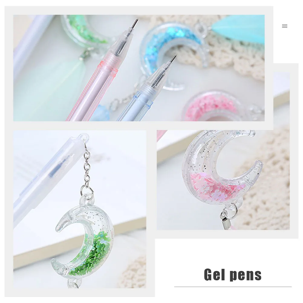 

20pcs Lovely Gel Pens Moon Pendant Refillable Smooth Writing Plastic Stationery For Students Office Workers