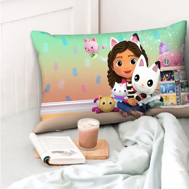 Gabby Dollhouse Plush Cushion Cover Pillowcase Decoration Rectangle Anime Pillowslip Cover Car for Bed Room Decor Birthday Gift