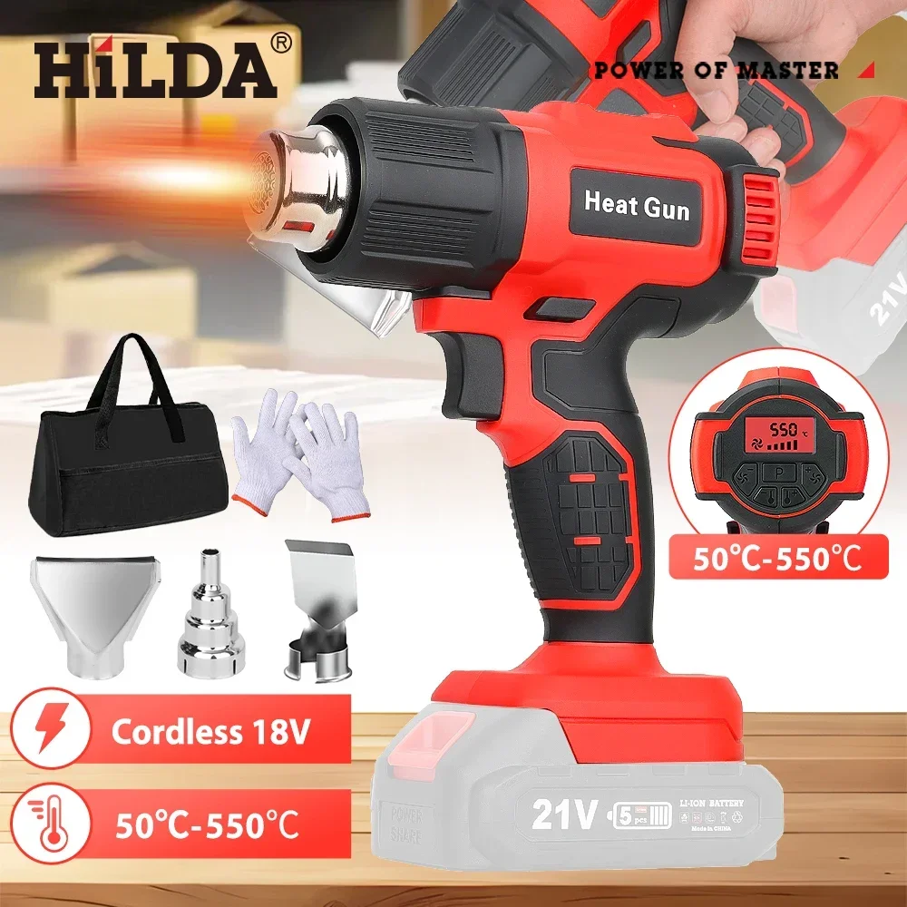 HILDA pistolet thermique sans fil pistolet à air chaud portable électrique bricolage pistolet thermique températures réglables pour batterie Makita 18V (sans batterie)