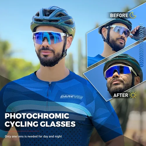 Imagen 2 del producto Kapvoe, nuevas gafas rojas para ciclismo al aire libre para hombre, gafas de sol para ciclismo Uv400, gafas fotocromáticas azules para bicicleta de montaña, gafas deportivas