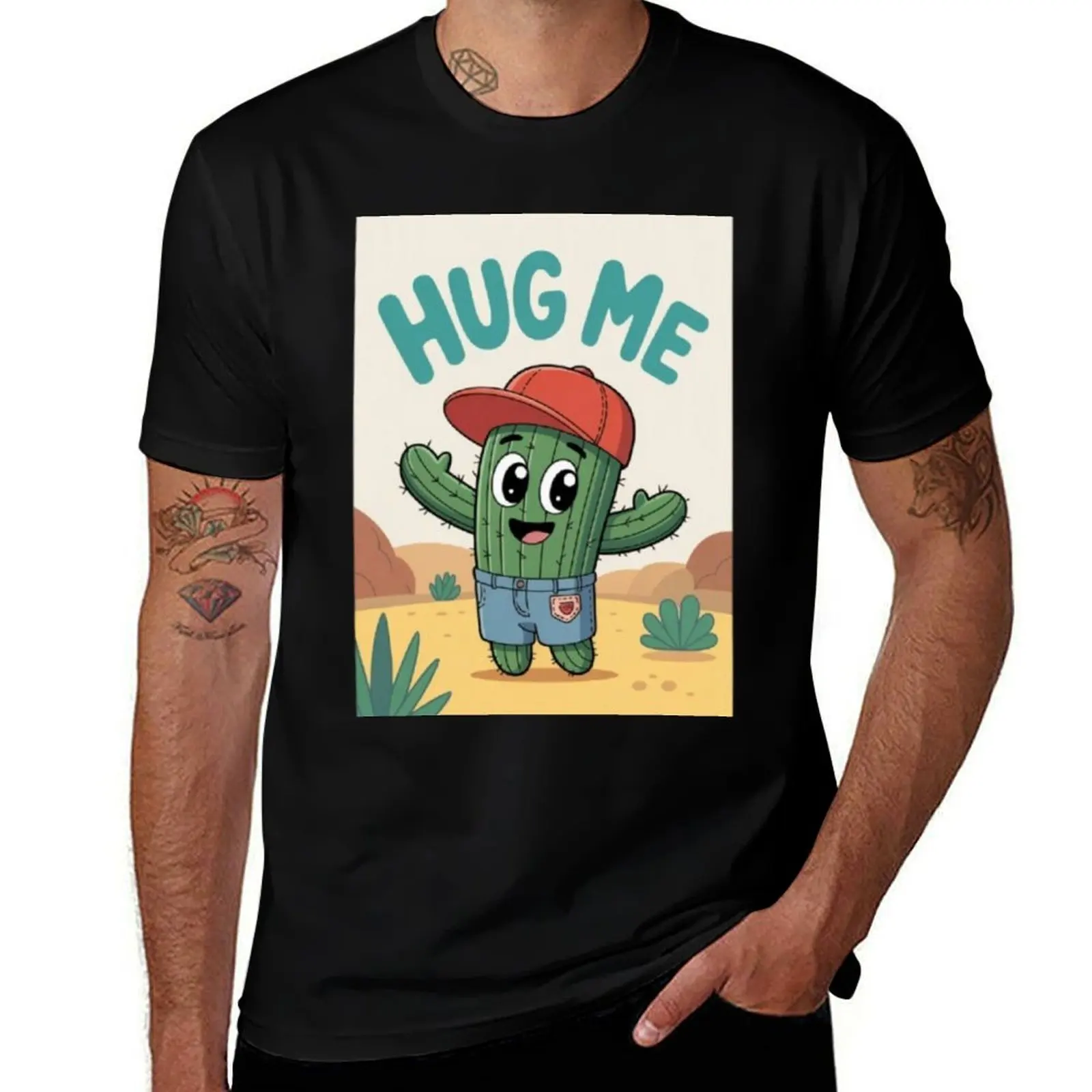 

Cactus Hug Me T-Shirt tops sublime Luxury man rapper graphic tees plus size men clothing