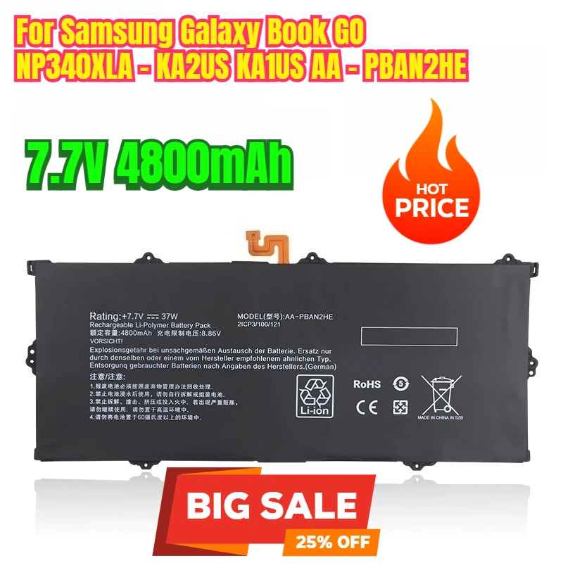 

7.7V 4800mAh Laptop Battery for Samsung Galaxy Book GO NP340XLA - KA2US KA1US AA - PBAN2HE