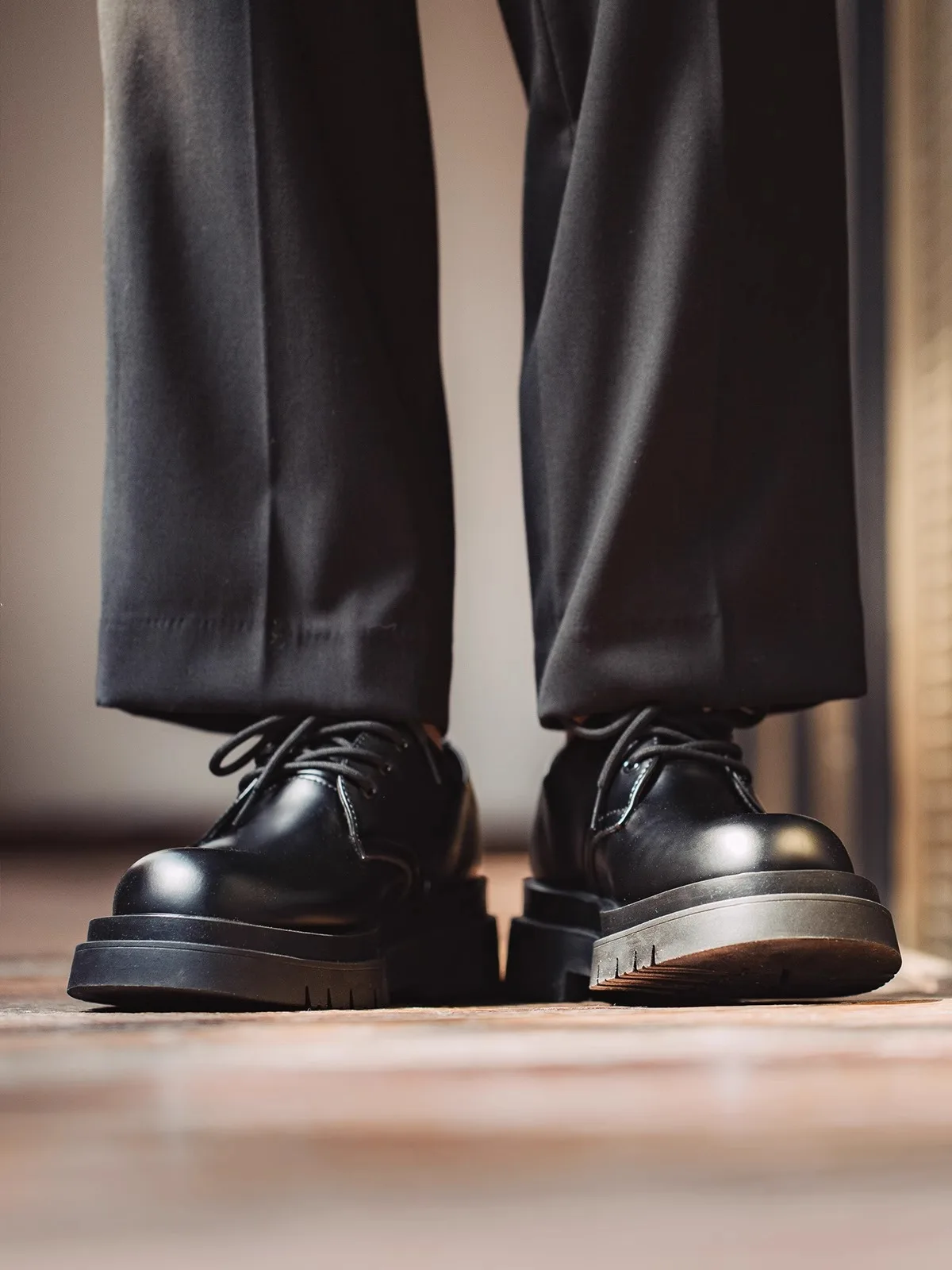 

Maden Men's oes Low-Top Boots Thi-Heeled Bla Workwear oes Briti Casual Leather oes Spring Autumn