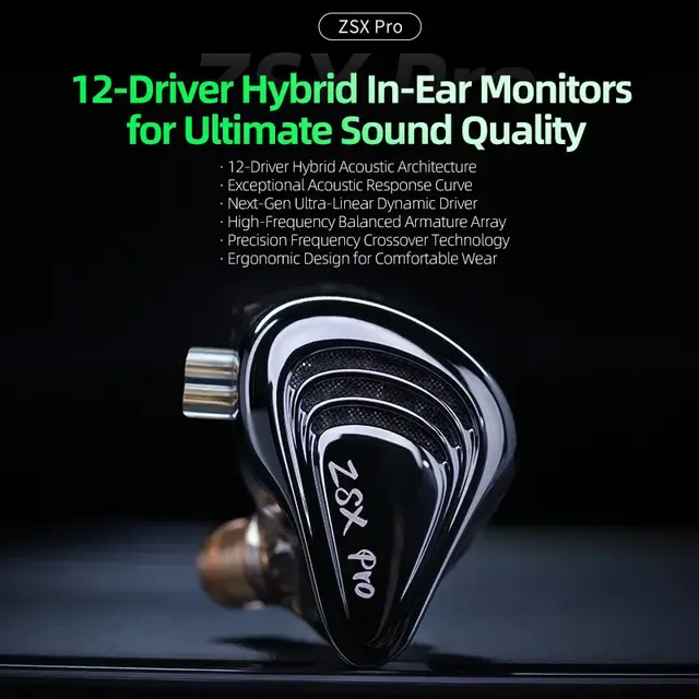 אוזניות יחידת הפעלה היברידית KZ ZSX Pro 5BA 1DD 10mm Dynamic, תמונה 3
