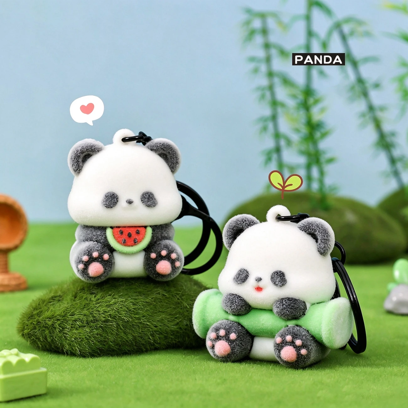 Cute Panda Key Chain Cartoon 3D Doll Pendant, Watermelon Panda Backpack Charm Small Gift
