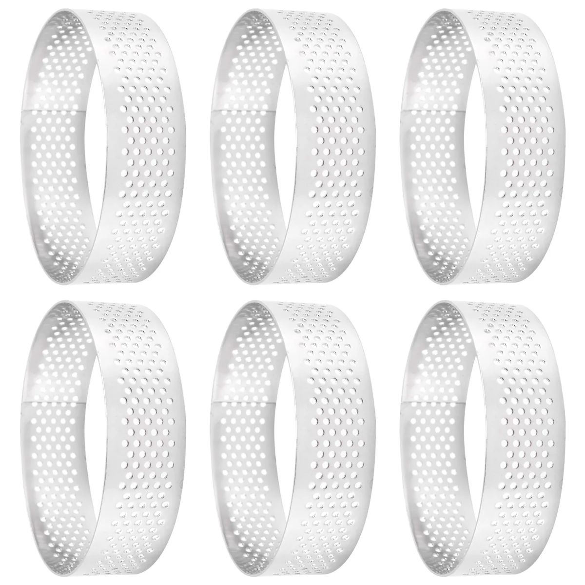 ABZL Cake Ring Mallen, 6 Stuks Rvs Poreuze Taart Ring, Geperforeerde Taart Taart Ring Mold, Cake Mousse Ring met Gaten 7cm