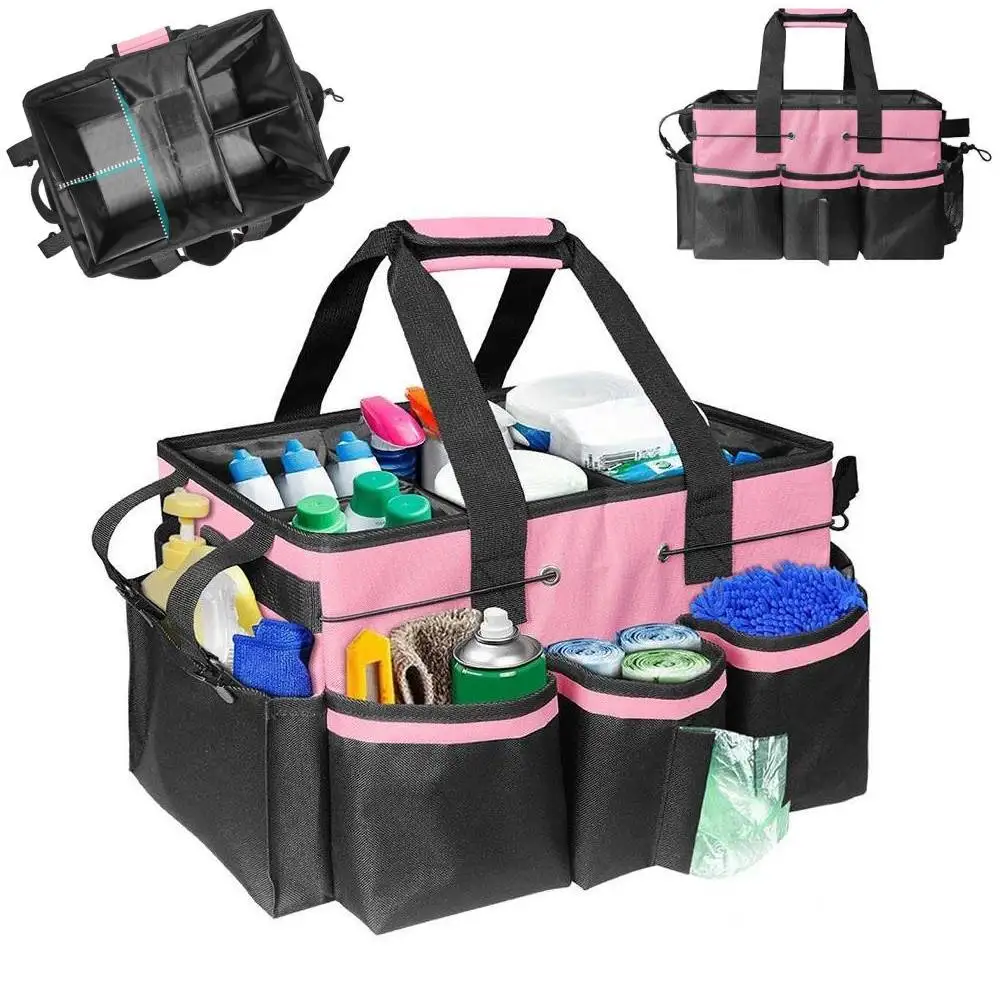 

Cleaning Caddy Bag with Handle Cleaning Supplies Organizer Waterproof Large Capacity Cleaning Tool Storage Bag for Home Car Sink