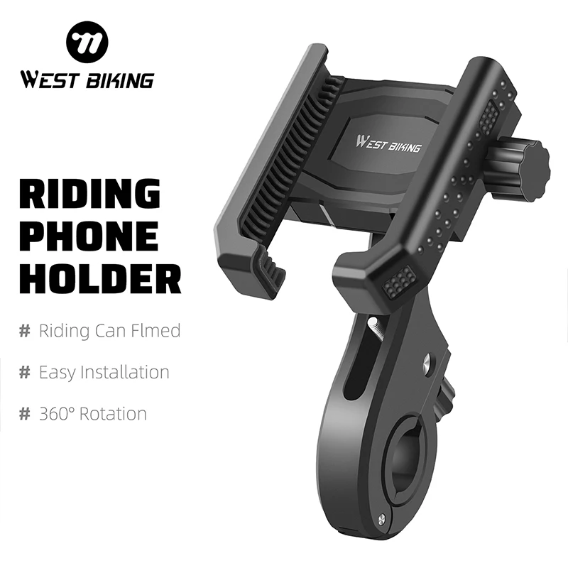 

WEST BIKING Bike Phone Holder MTB Bicycle 360 Rotatable Cycling Mobile Stand Cellphone Support Mount Adjustable Non-Slip Holder