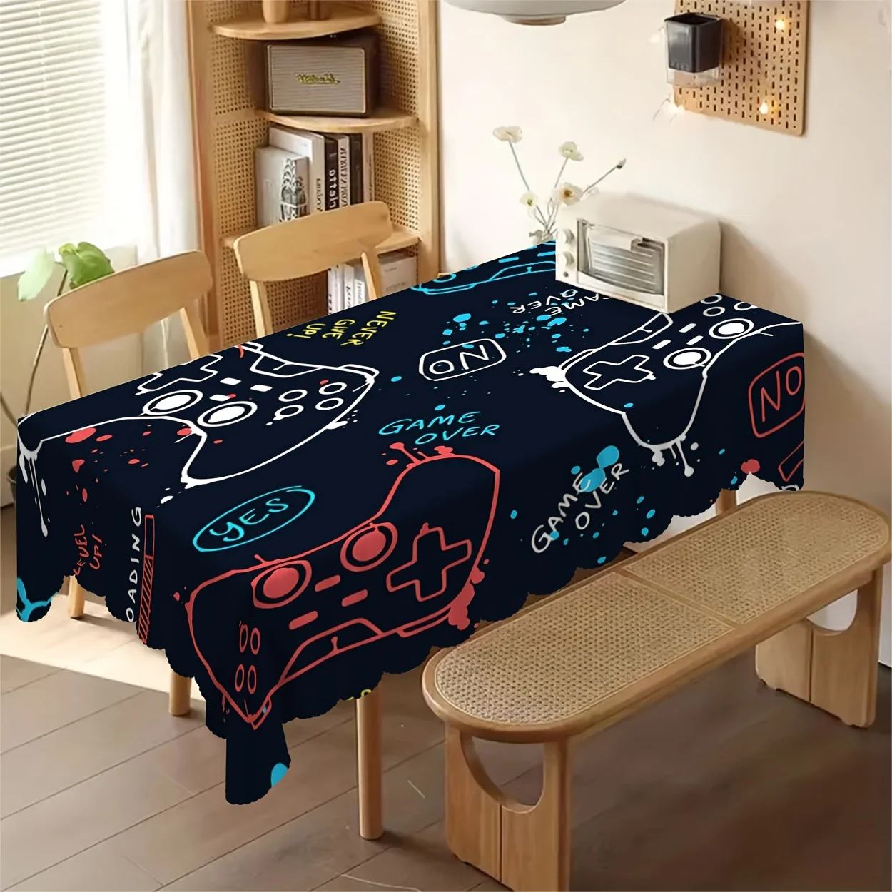 One-piece polyester material game control theme pattern decorative digital printed tablecloth