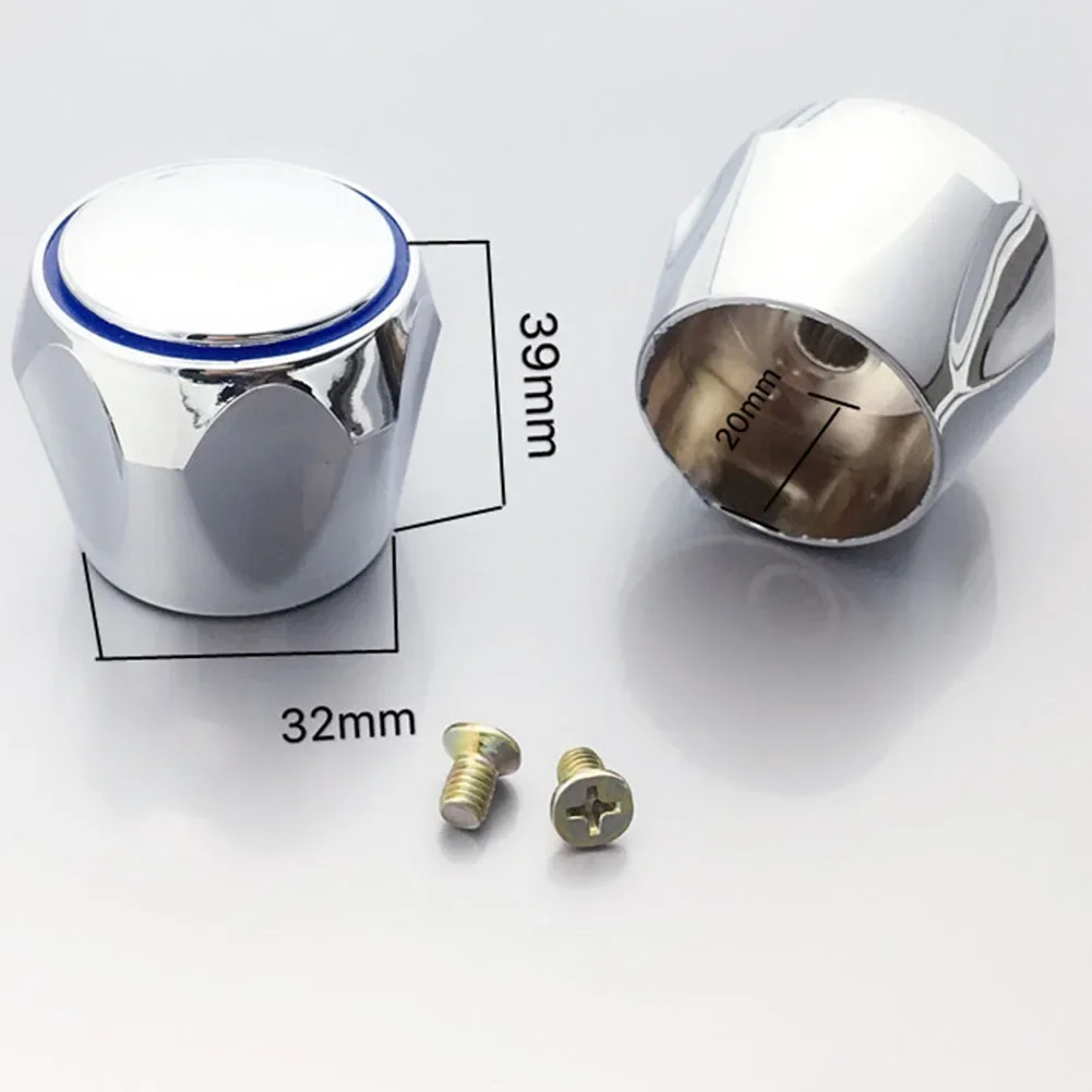 HOT & COLD TAP Faucet Handle Faucet Handle METAL CHROME PLATED TOP HEAD COVERS 2PCS Bathroom Kitchen For Hot/Cold Faucet Handle