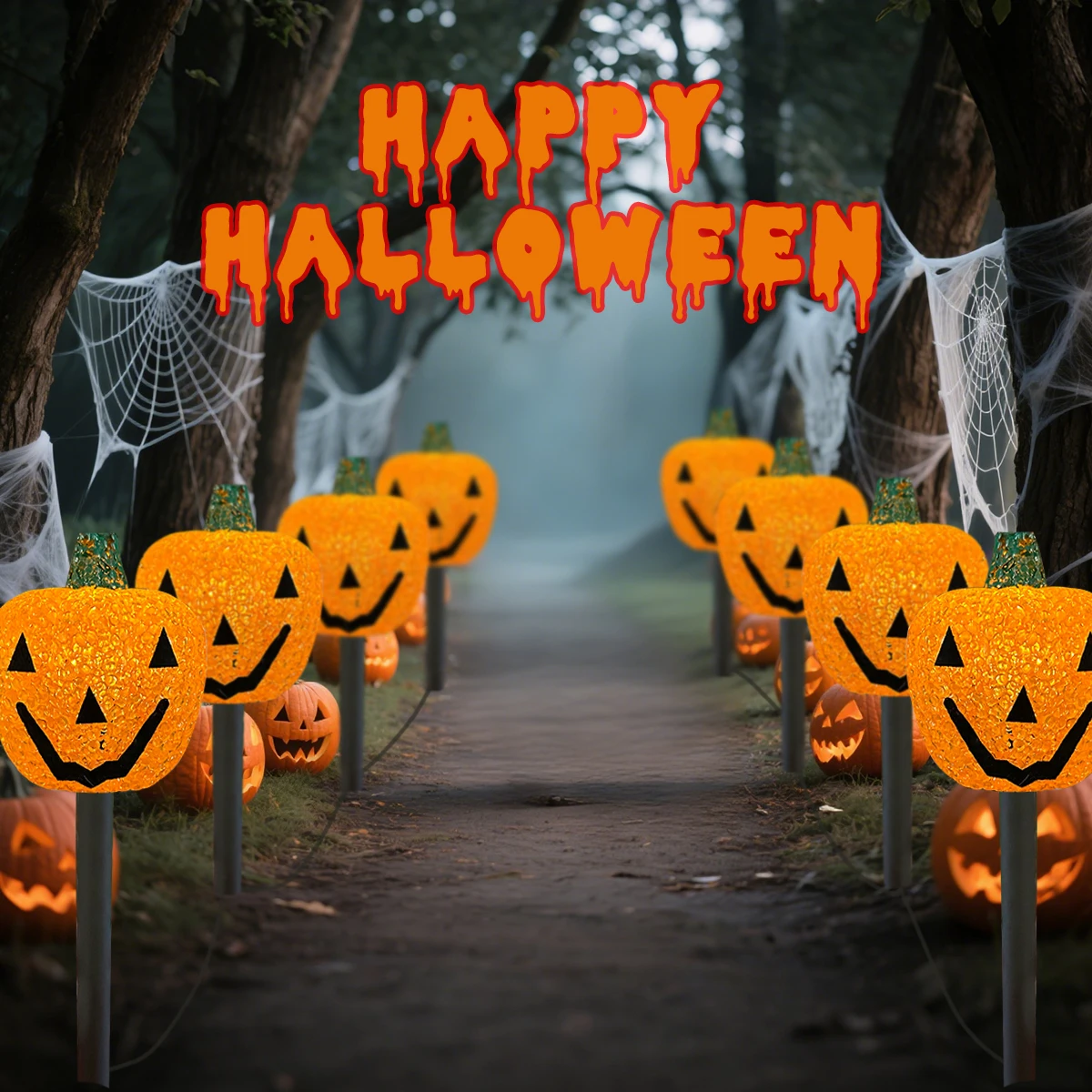 

4 шт., огни для Хэллоуина, хрустальная тыква с зеленым маркером для головы, лампа, идеально подходящая для домашнего сада, украшения двора, патио