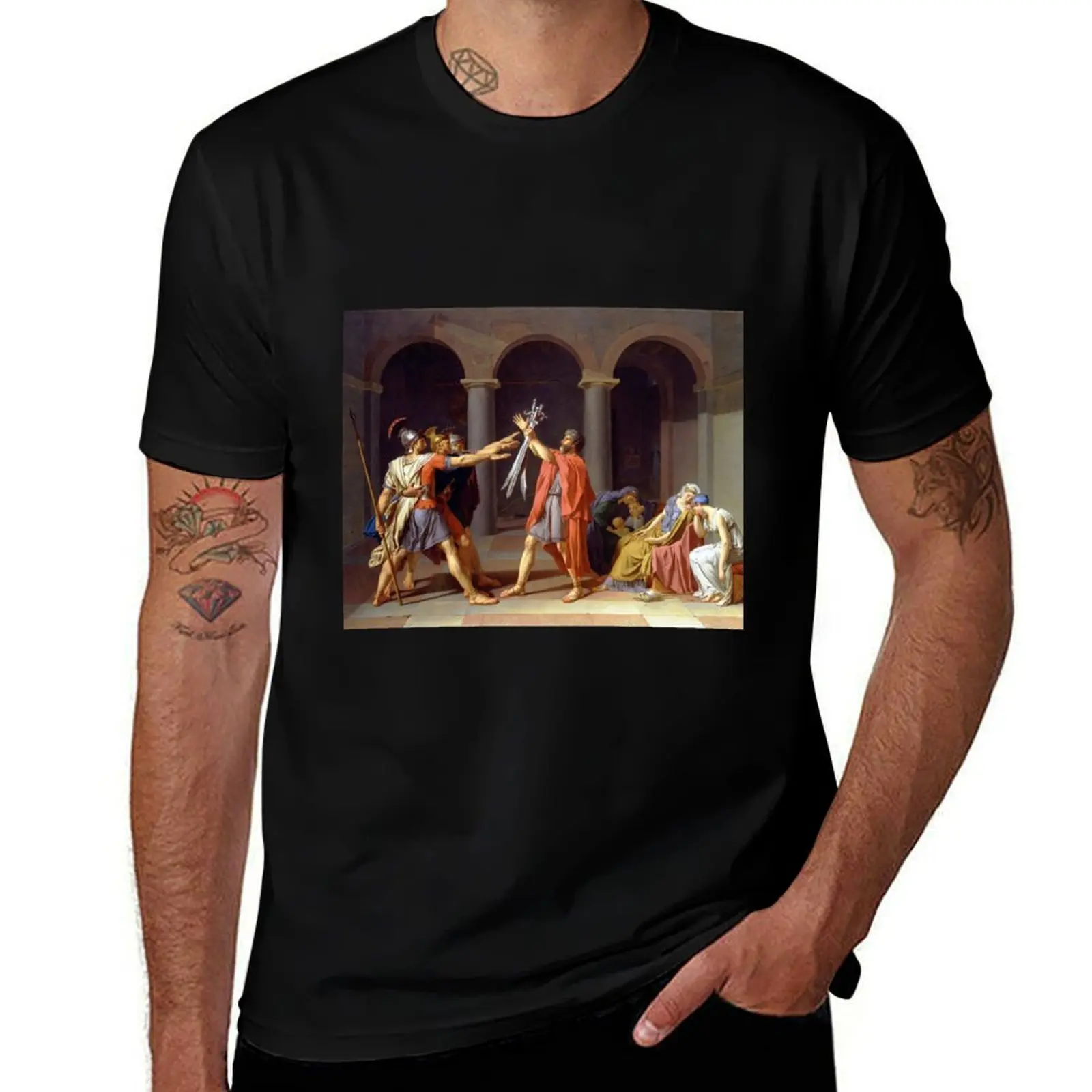 Oath of the Horatii by Jacques-Louis David (1784) T-Shirt Big and Tall Crew Neck Tee T-Shirt