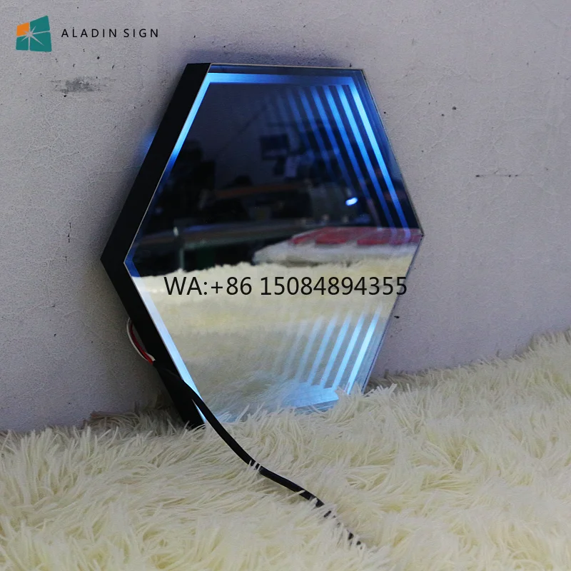 3D Tunnel Infinity LED Bathroom Mirror Flexible Neon Sign with Glass Body Decorative Dance Floor Lighting for Bathroom