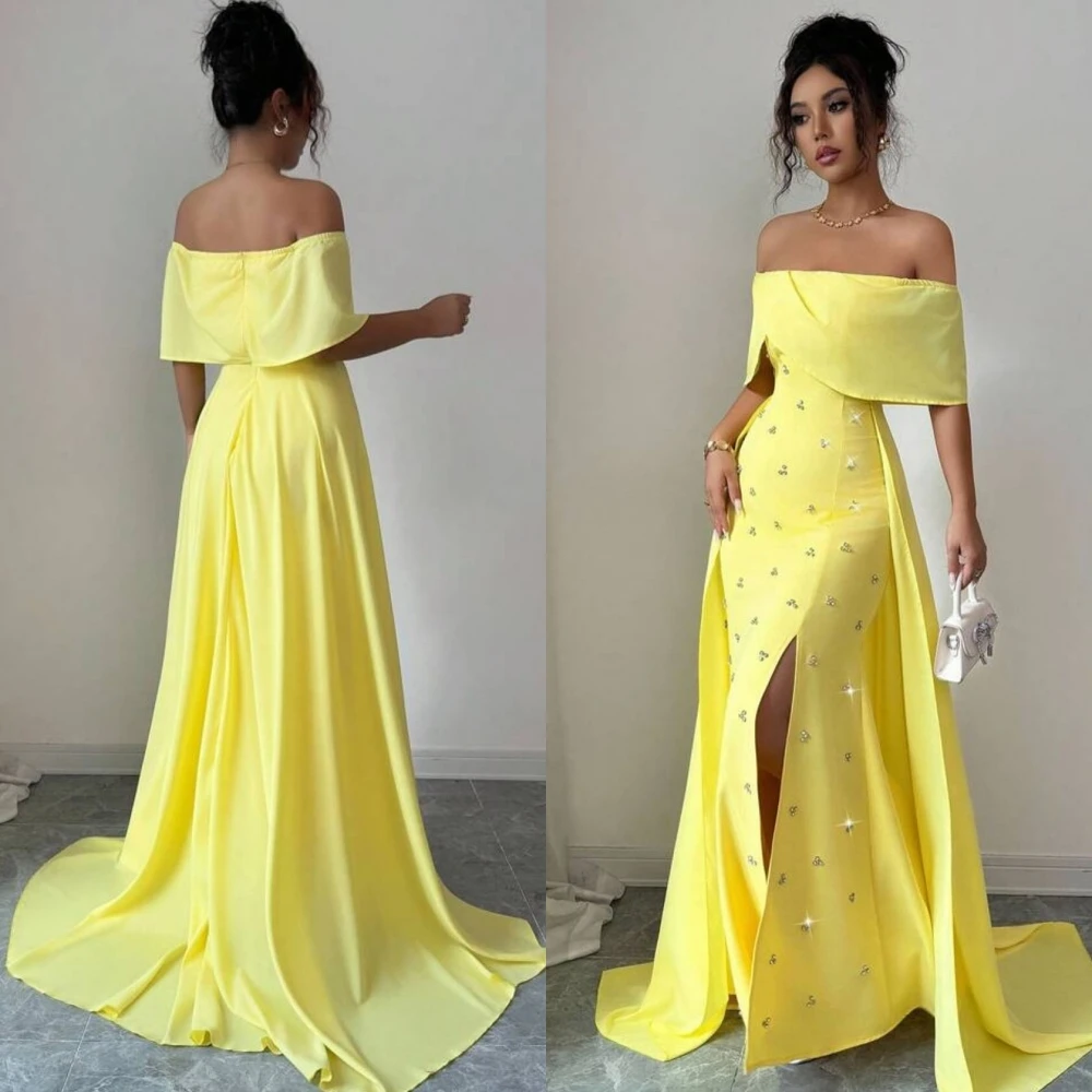 Sukienka wieczorowa z prostym dekoltem w łódkę, elegancka, podkreślająca temperament, wysokiej jakości, w stylu gwiazd, klasyczna, delikatna sukienka na przyjęcie.