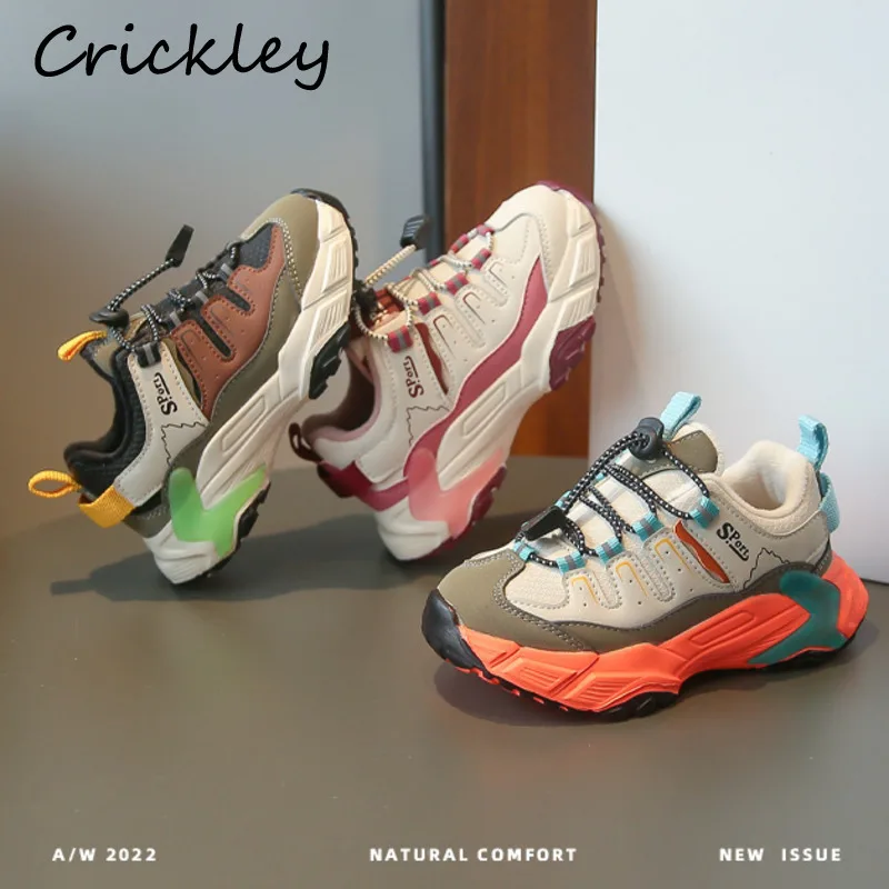 

Fashion PU Children Sneakers Autumn Winter Fleece Warm Casual Shoes For Boys Girls Slip On Soft Bottom Kids Sport Shoes