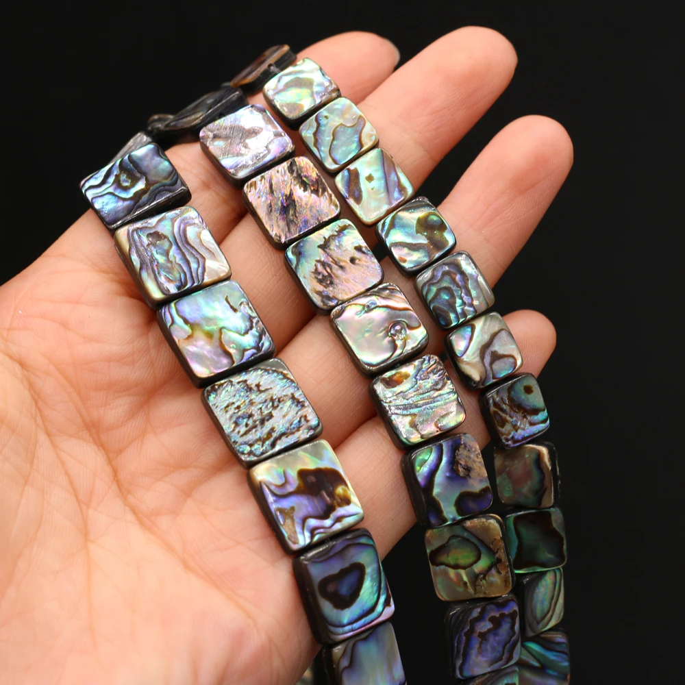 DIY-Perlen in quadratischer Form, Isolationsperlen, Perlen aus Abalone-Muschel, 8–14 mm, zum Basteln von Schmuck, für DIY-Halsketten, Armbänder, Ketten und Ohrringe. – Detail 3