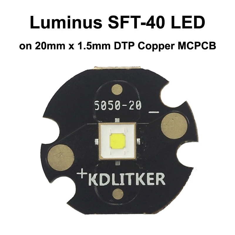 Luminus SFT-40 Neutral White 5000K Long Throw SMD 5050 LED Emitter on KDLITKER DTP Copper MCPCB Flashlight DIY Hunting Light