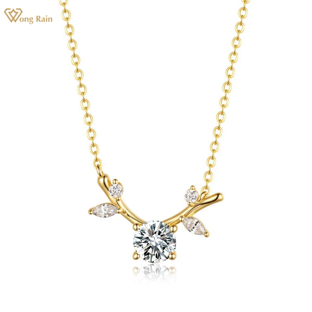 

Wong Rain 925 Sterling Silver VVS1 3EX D Color 6MM Real Moissanite Diamonds Gems Antler Design Pendant Necklace Fine Jewelry GRA