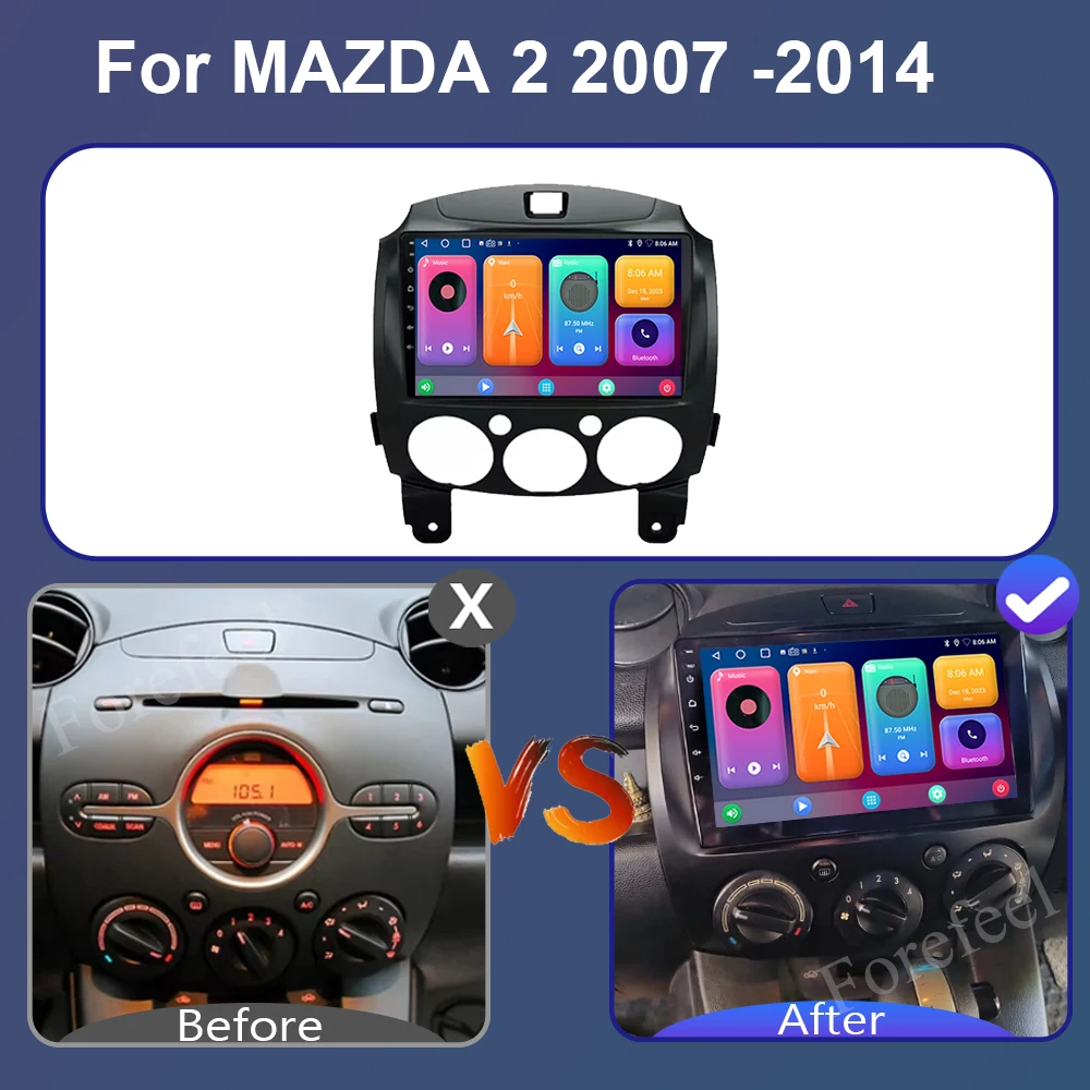 Android 16 for Mazda 2 2007-2014 Multimedia Video Player 4G WIFI GPS Navigation Wireless Carplay DVD Head Unit 2 Din Car Radio