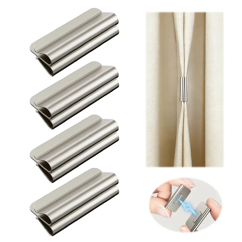 Magnetic Curtain Clips,Drill-Free Curtain Fasteners.Powerful Magnetic Hold Design.Suitable for Living Room and Bedroom Curtains