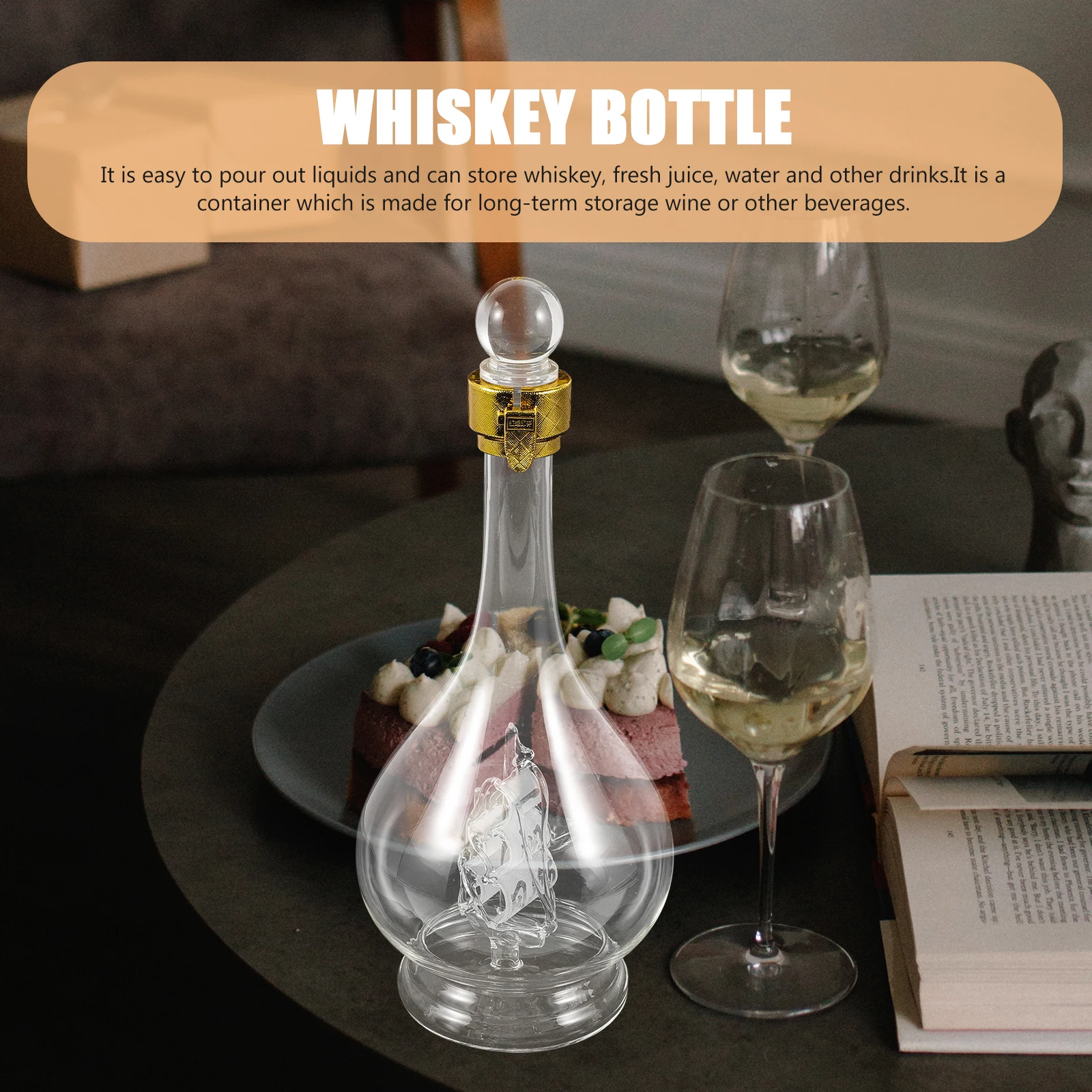 

500Ml Glass Decanter for Wine Whiskey Creative Sailboat Bottle Premium Clear Glass Liquid Dispenser Home Bar Kitchen Decor Item