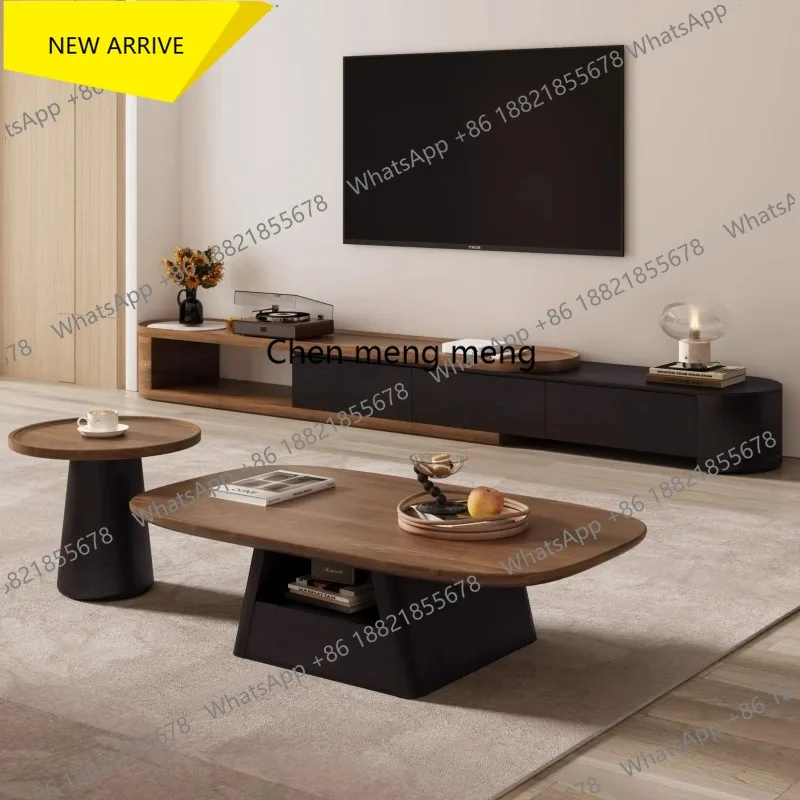 z183 Medieval walnut veneer coffee table tea table household living room high-end light luxury storage
