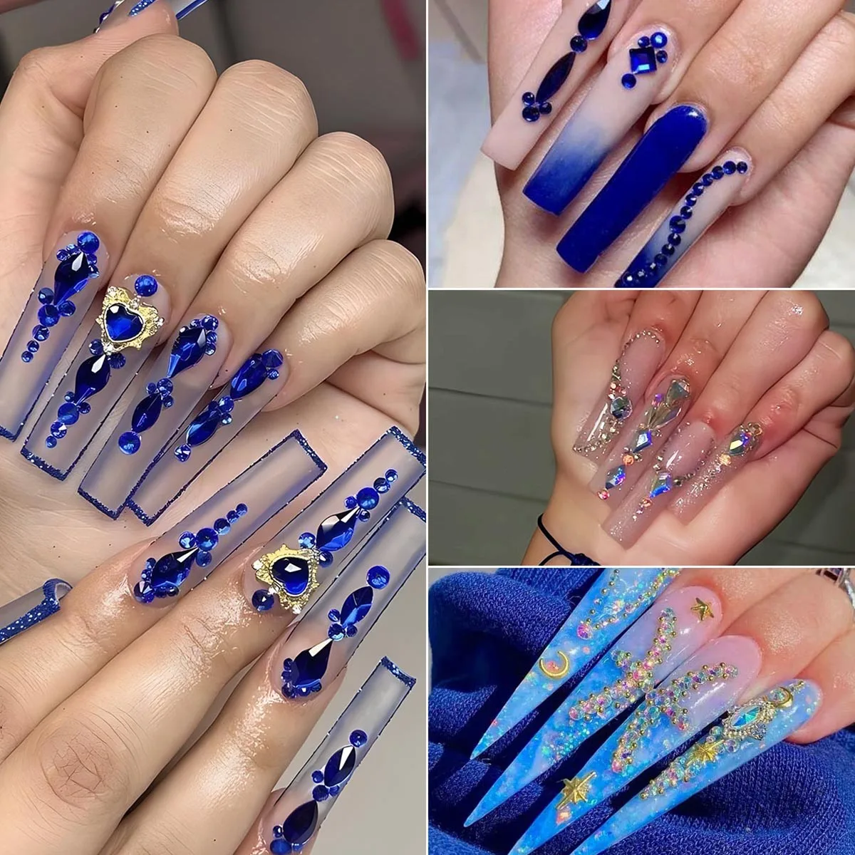 2 صندوق 12 شبكة أحجار الراين الزجاجية المسطحة 12 أشكال مختلفة مجوهرات مختلطة متعدد الألوان متعدد الألوان صنبور دائري مختلط ومتعدد #6