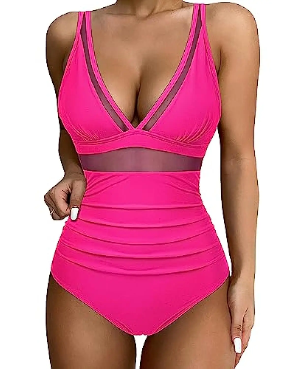 Traje de baño de una pieza para mujer, bañador de cintura alta, Bikini acanalado, conjunto de Bikini Sexy de corte alto, 2024