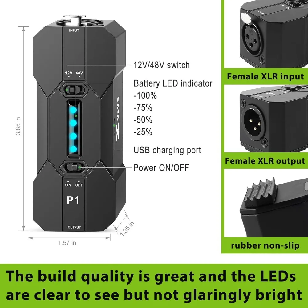 Xvive P1 فانتوم مزود الطاقة 48 فولت/12 فولت، ما يصل إلى 40 ساعة من الاستخدام، طاقة فانتوم محمولة قابلة لإعادة الشحن للمكثف/البندقية #5