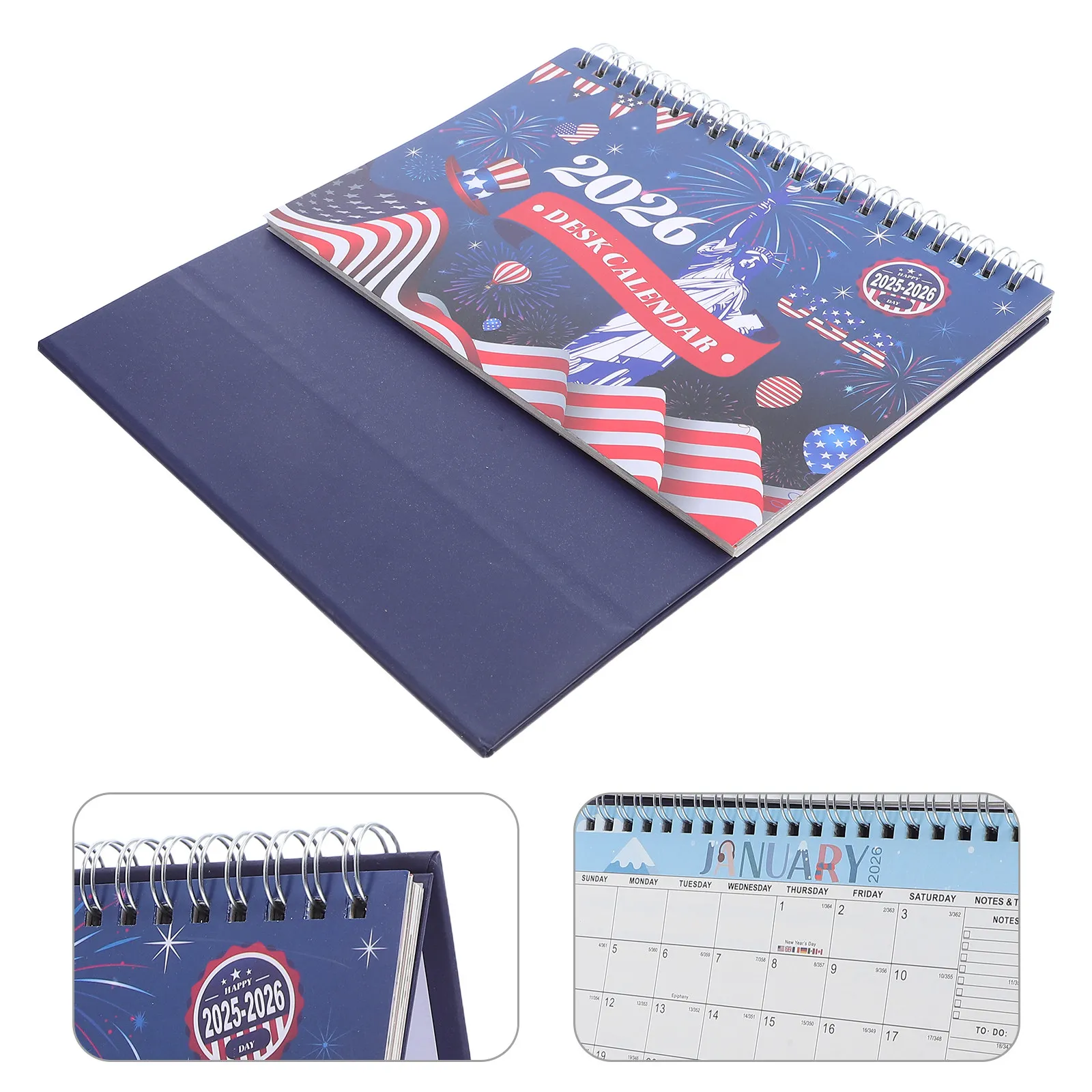 2026 Patriotic Desk Calendar Small Standing Flip Monthly Layout Elegant Compact Design for Teachers Office Workers 4Th of July