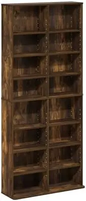 16-Shelf Wide CD Rack, 8 x 2 DVD Storage Cabinets with Adjustable Shelves, Easy Assembly DVD Shelf, Media Shelf for CD view 4