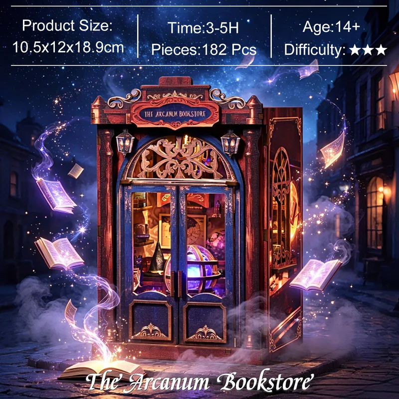 DIY Bookend 3D Wooden Puzzle Secret Garden Miniature Model Book Display Stand for Bookstore Home Office Decoration Gift