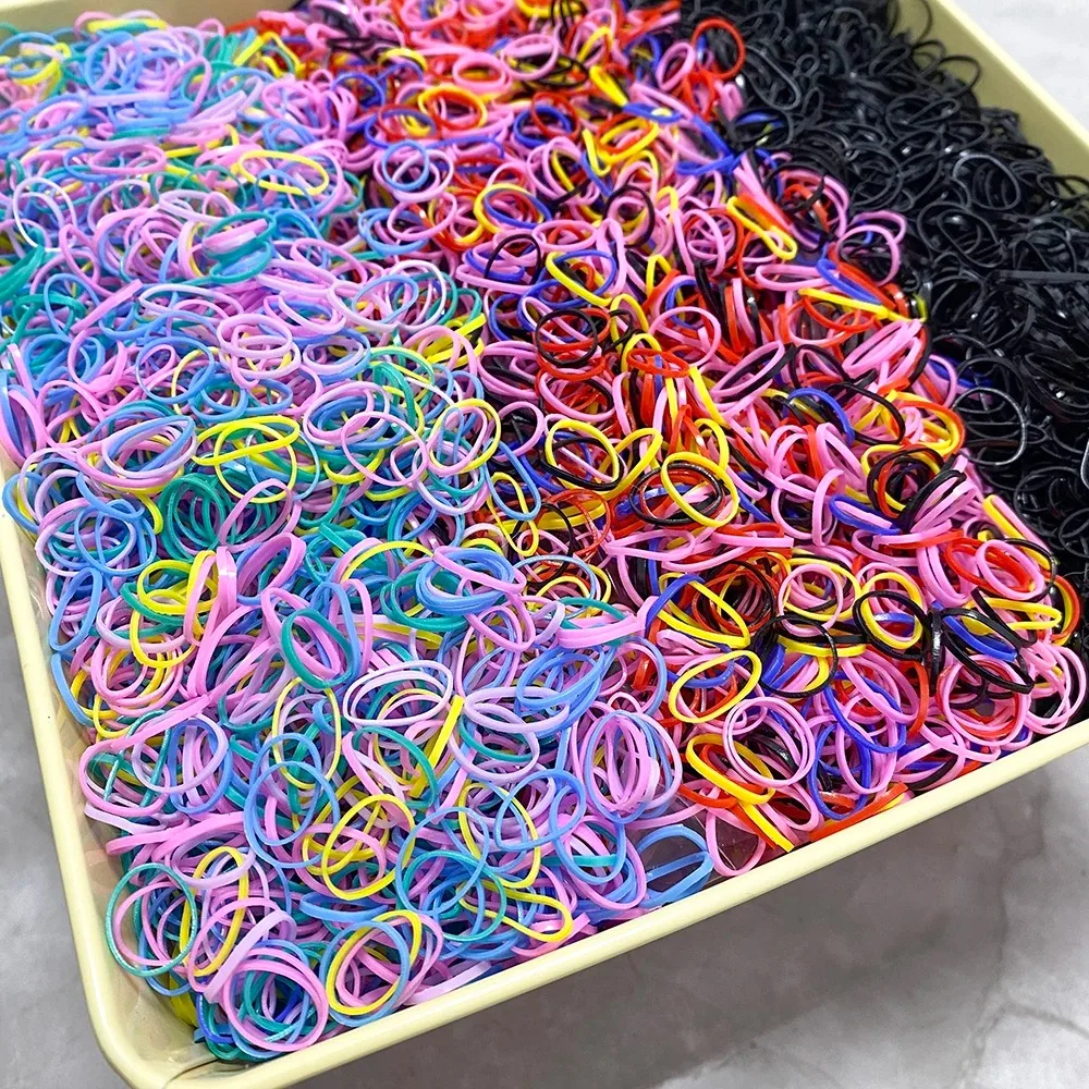 500Pcs/lot Girls Elastic Disposable Hair Bands Rubber Band for Kids Colorful Hairties Ponytail Holder Baby Hair Accessoreis Gift