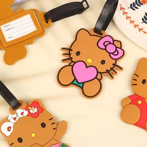 

Kawaii Sanrio Luggage Tag Cute Cartoon Suitcase Baggage Boarding Portable Label PVC Travel Accessories