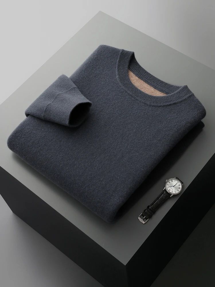 High Quality Men\'s Thick Pullover Autumn Winter Warm Sweater 100% Merino Wool Knitwear Soft Casual Popular Long Sleeve Tops