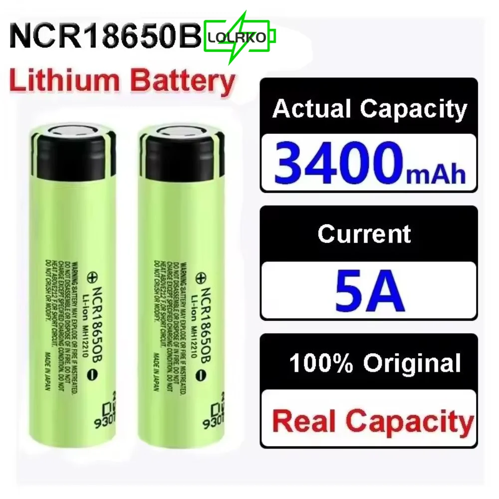 Batería recargable de iones de litio para Panasonic,  18650 Mah, 20A, descarga NCR18650B, 1-20 unidades, 3400 V, novedad de 3,7