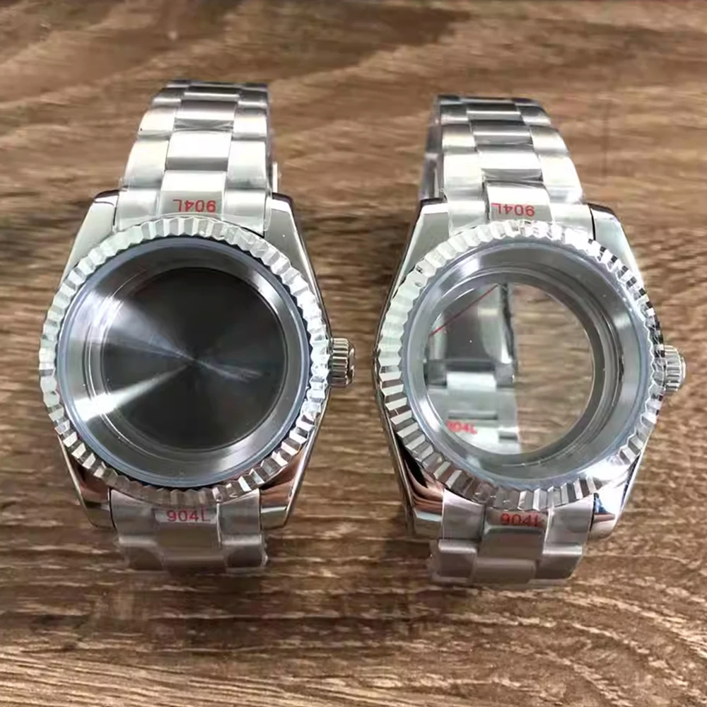 

NH35 Case 39mm Sapphire Glass Stainless Steel Watch Case for NH35 NH36 Movement, Shell Mid-Polished Bracelet Case Strap Set