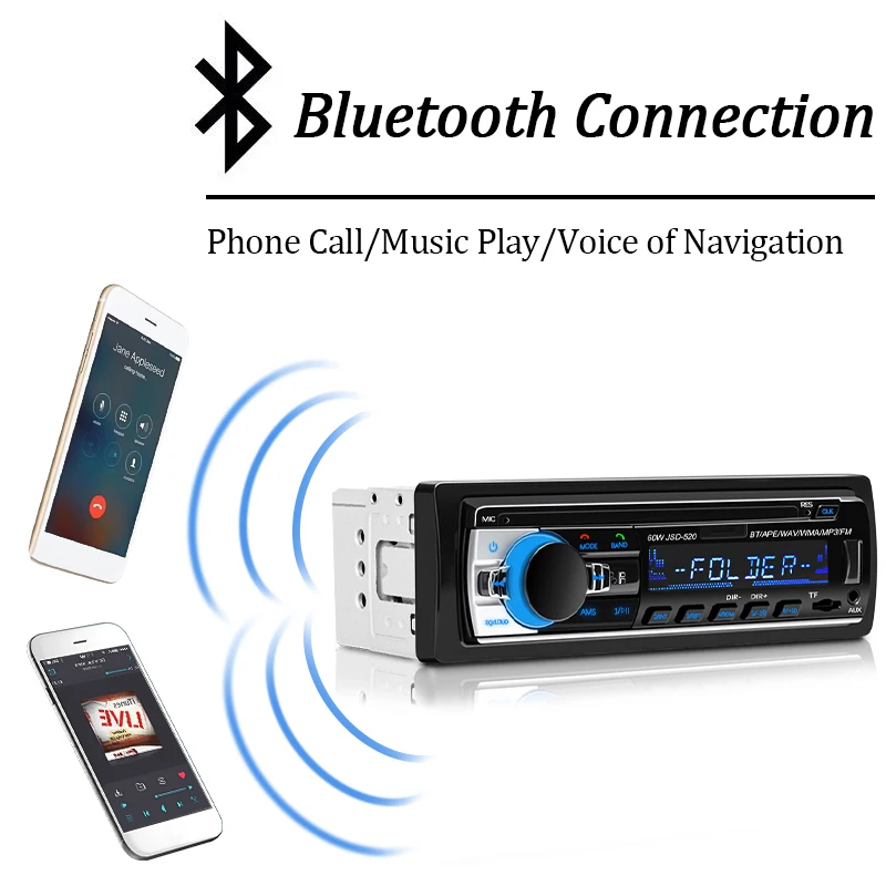 Car Radio 1 Din MP3 Player FM Audio Music USB SD Digital Bluetooth with In Dash Slot AUX Input