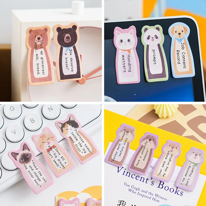 Cute Paper Mini Lovely Animal Bookmark & Memo Pad Sticky Notes - 900 Pages Colorful Darling Animal Group Marker Tabs view 2