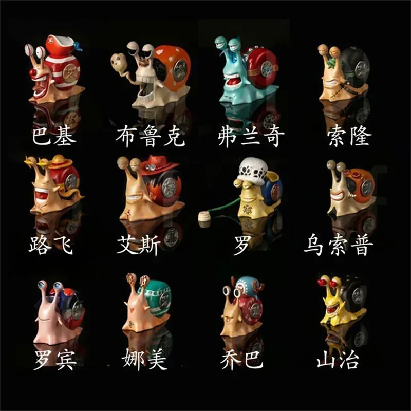 Hot One Piece Zoro Luffy Ace Sanji Chopper Law Nami Usopp Robin Franky Pvc Den Den Mushi Action Figure Model Collect Toy Gifts