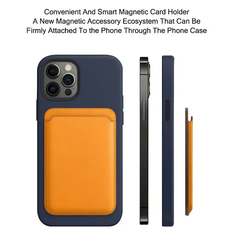 محفظة جلدية مغناطيسية حامل بطاقة حامل هاتف Macsafe لـ Magsafe IPhone 15 14 13 Pro Max Mac دعم آمن حامل هاتف