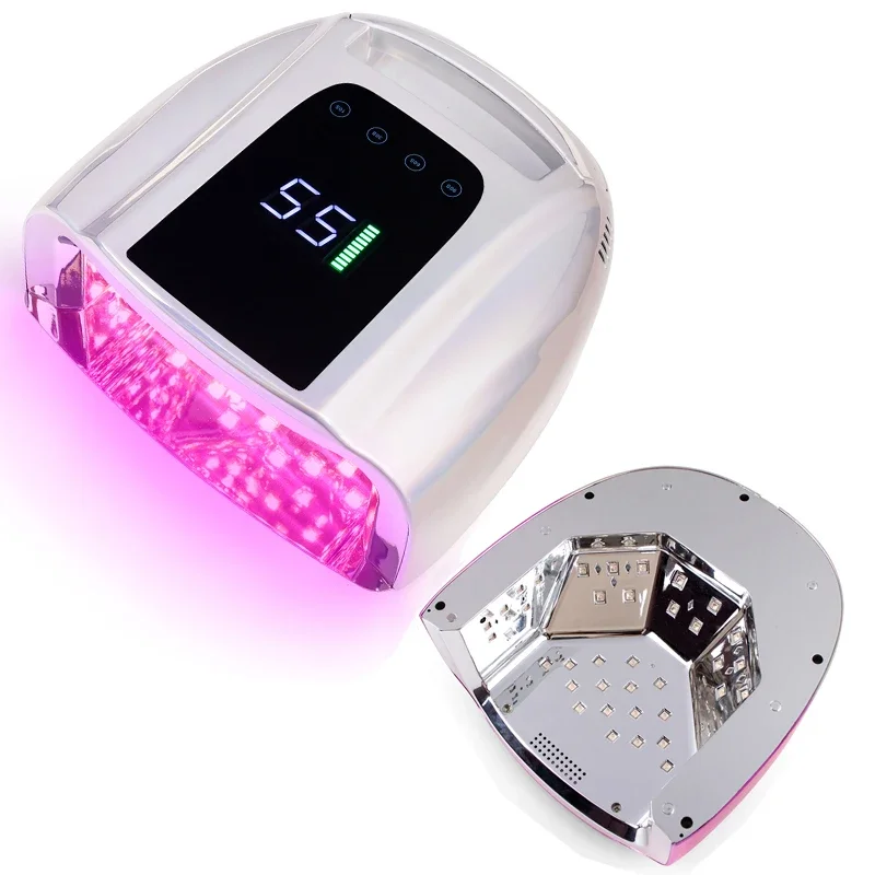 96W spiegelreflecterende nagellamp met metalen pad Draadloze manicuredroger Draadloos UV-licht voor nagels Oplaadbare nagel UV LED-lamp
