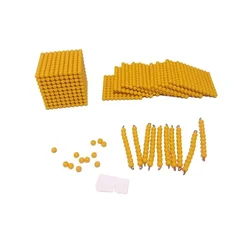 Unité de perles dorées Montessori, barre, carré, cube, jeu de banque simple, système décimal, outils d'apprentissage, jouets mathématiques, matériaux mathématiques