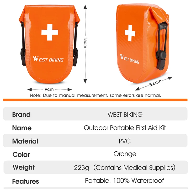 WEST BIKING Bicycle Emergency Medical Bag Outdoor Portable First Aid Kit 100% Waterproof PVC Cycling Hiking First Aid Tools