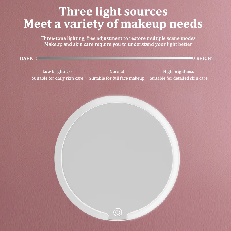 1200 mah LED Makeup Mirror 3 Color Light Adjustment Light Up at a Touch Ultra Long Endurance Tray Storage Table Vanity Mirror