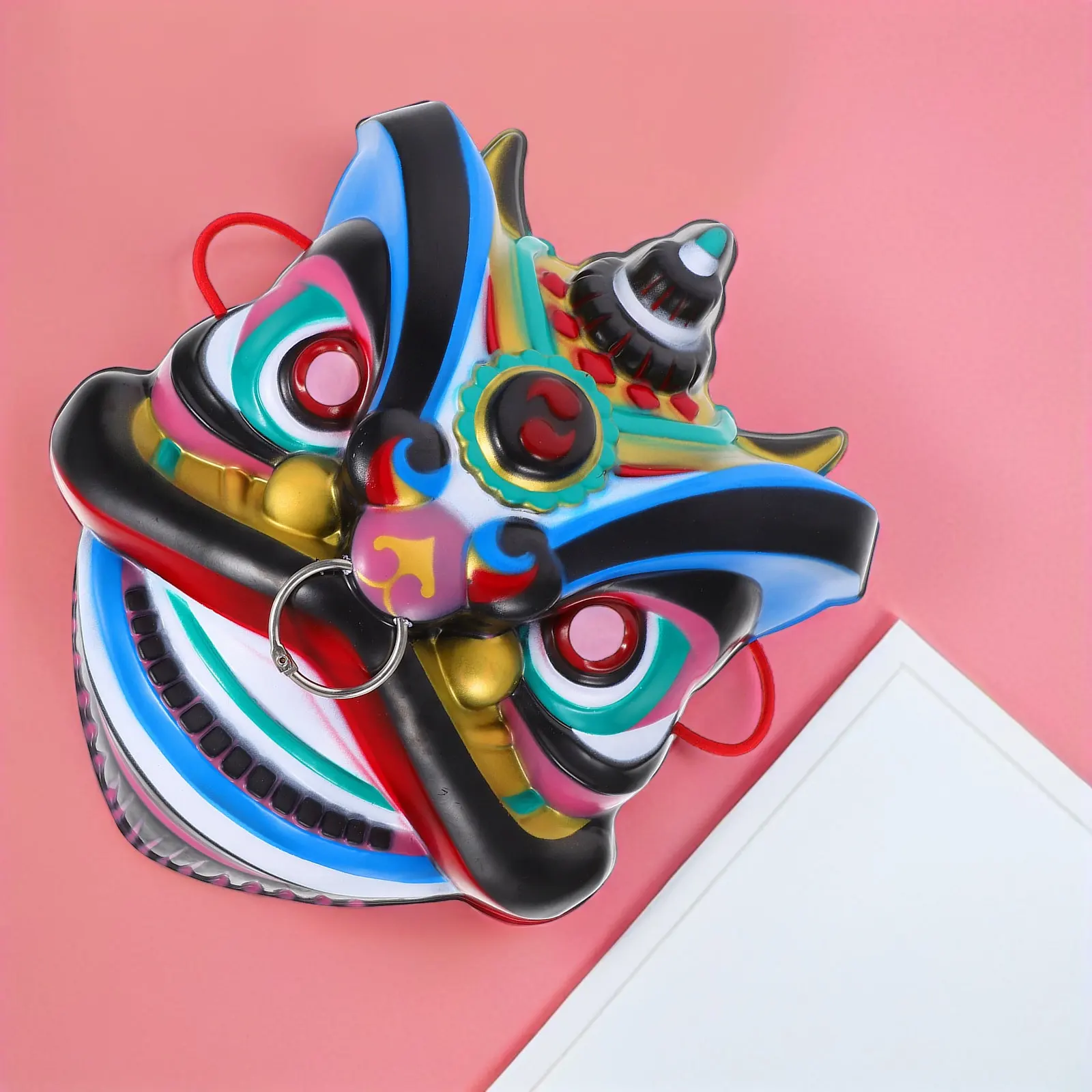 Full Face Dancing Lion Mask Chinese Style Colorful Detailed Design Stage Party Cosplay Mask Performance Cosplay Lion Masks