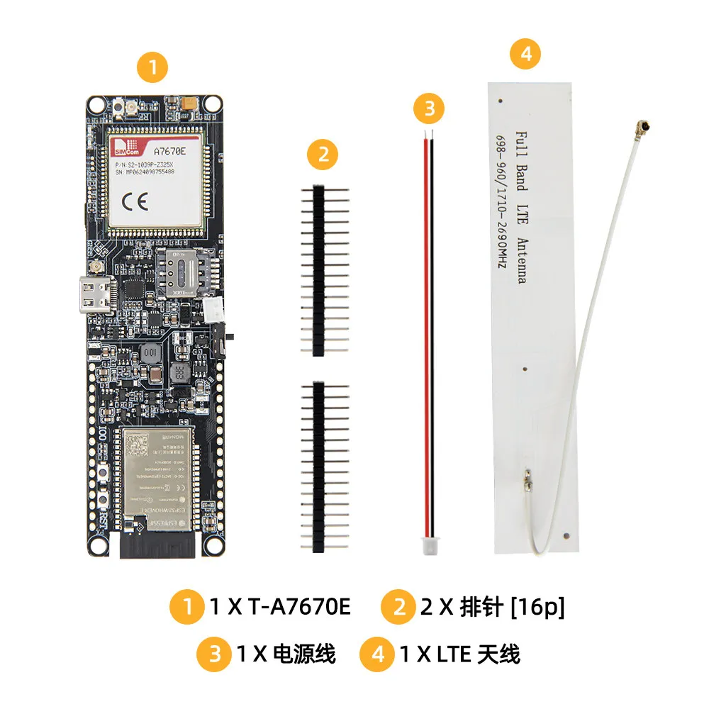 KY LILYGO T A7670E ESP32 supports WiFi Bluetooth TF Card with 18650 battery holder