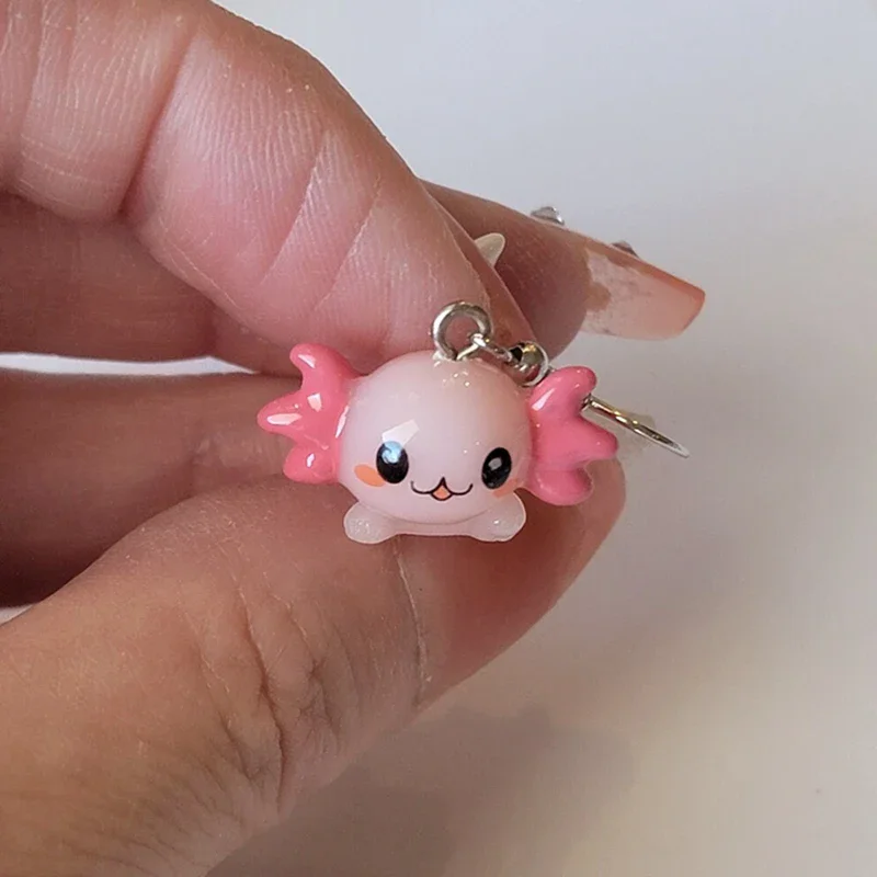 Cute Pink Axolotl Dangle Earrings Hypoallergenic Animal Drop Earrings Kawaii New Trendy Birthday Gift