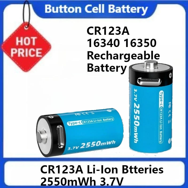 CR123A 16340 16350 Batería Recargable Carga USB RCR123 CR123 CR123A Li-Ion Btteries 2550mWh 3.7V