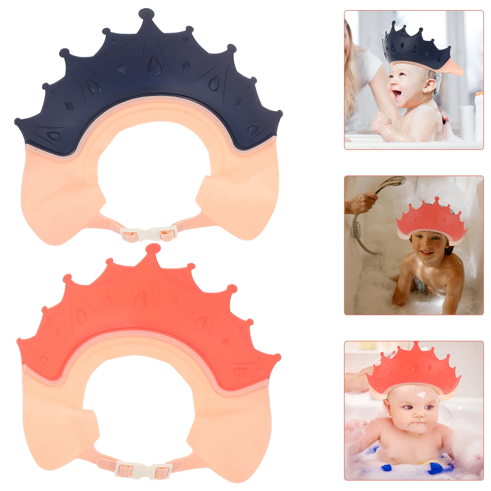 

2pcs Bathing Waterproof Hair Washing Shield Toddler Bath Hat Shield Adjustable Baby Shampoo Cap For Kids Lightweight